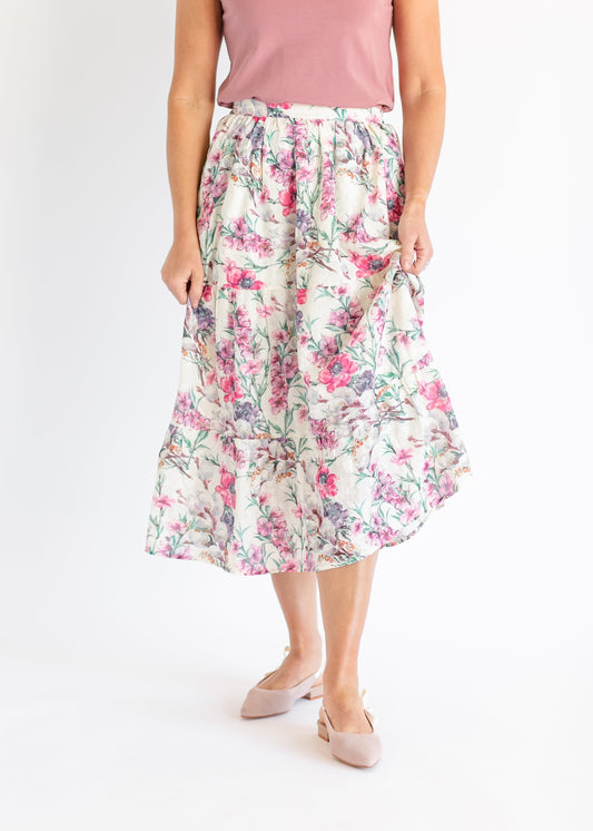 Floral Lined Maxi Skirt FF Skirts