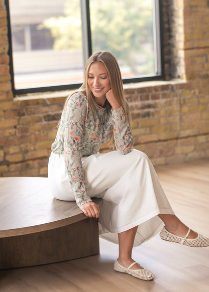 Floral Mesh Button Cardigan FF Layering Essentials