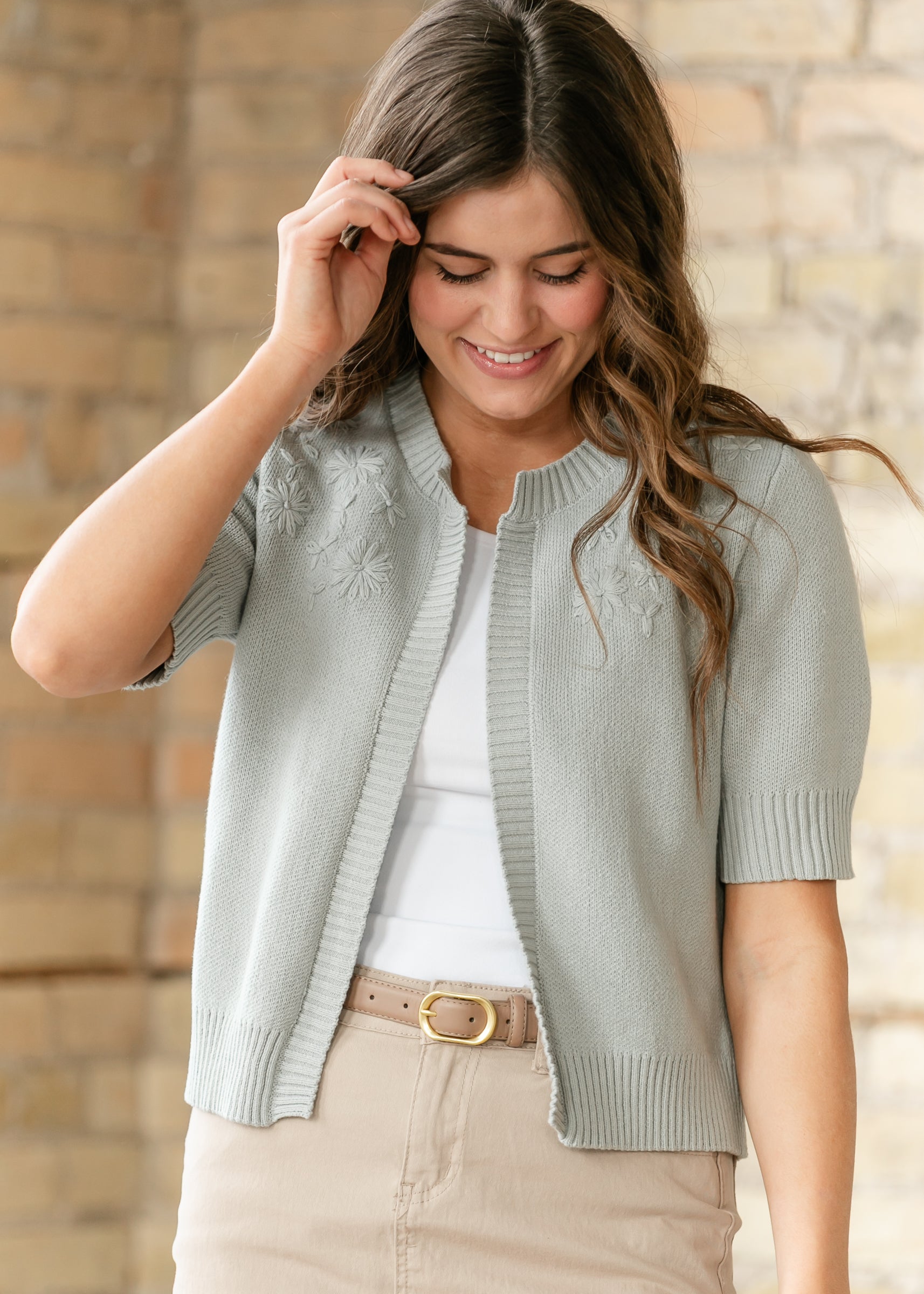 Floral Open Front Knit Cardigan FF Layering Essentials