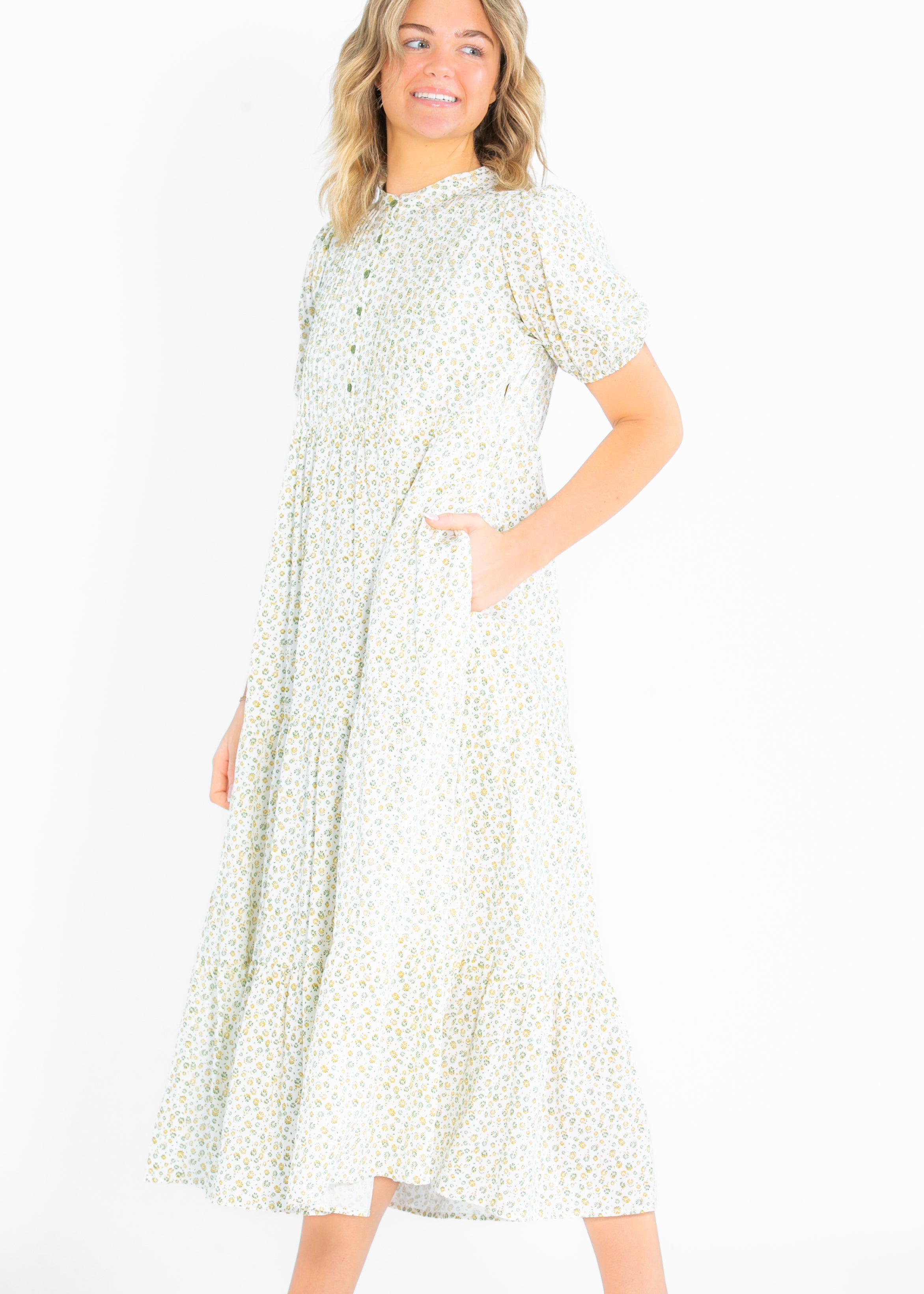 free people pintuck maxi dress Floral Pintuck Button Front Maxi Dress