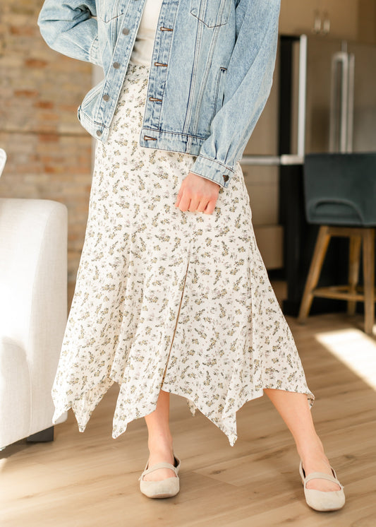 Floral Print Handkerchief Midi Skirt - FINAL SALE FF Skirts