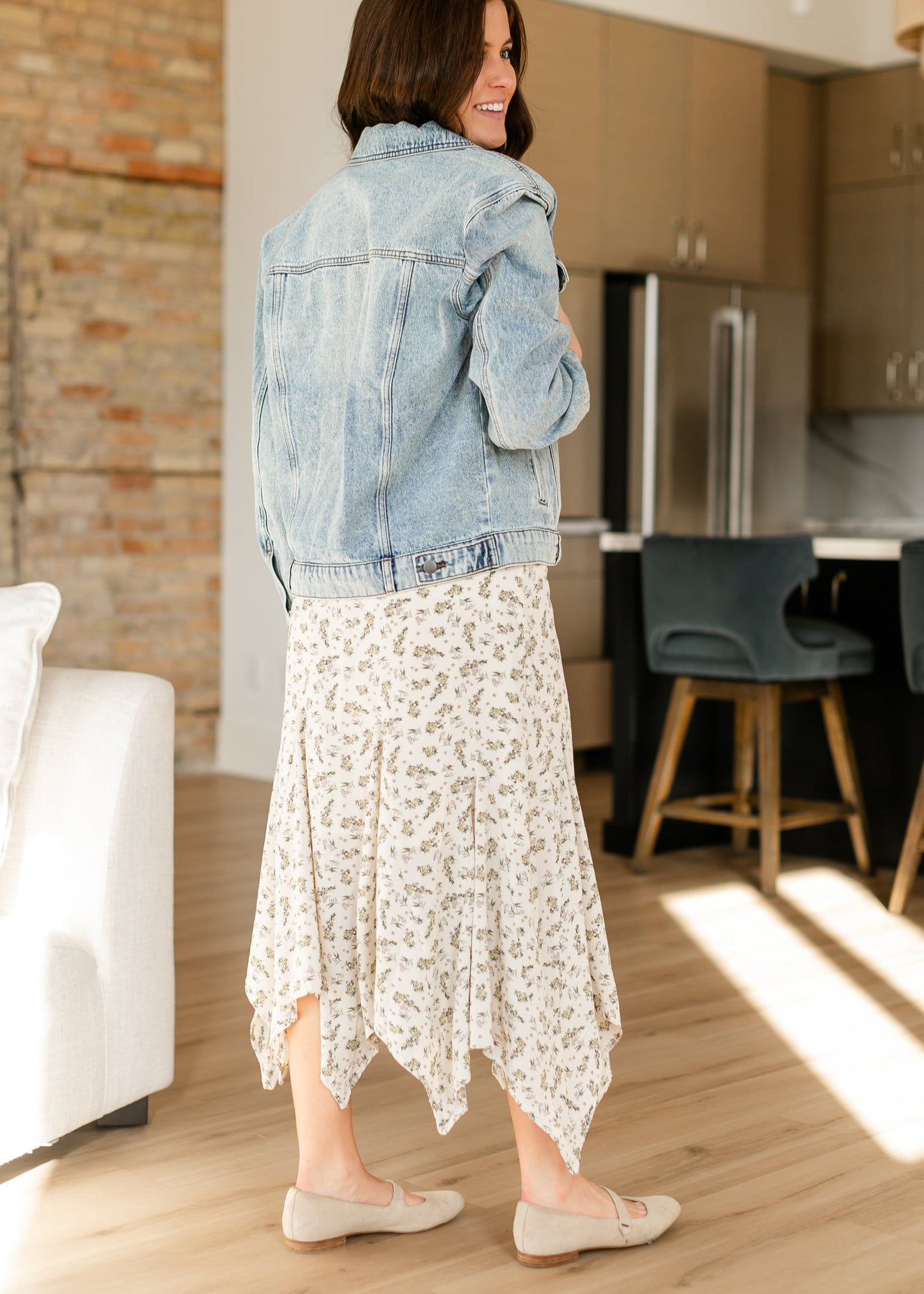 Floral Print Handkerchief Midi Skirt - FINAL SALE FF Skirts