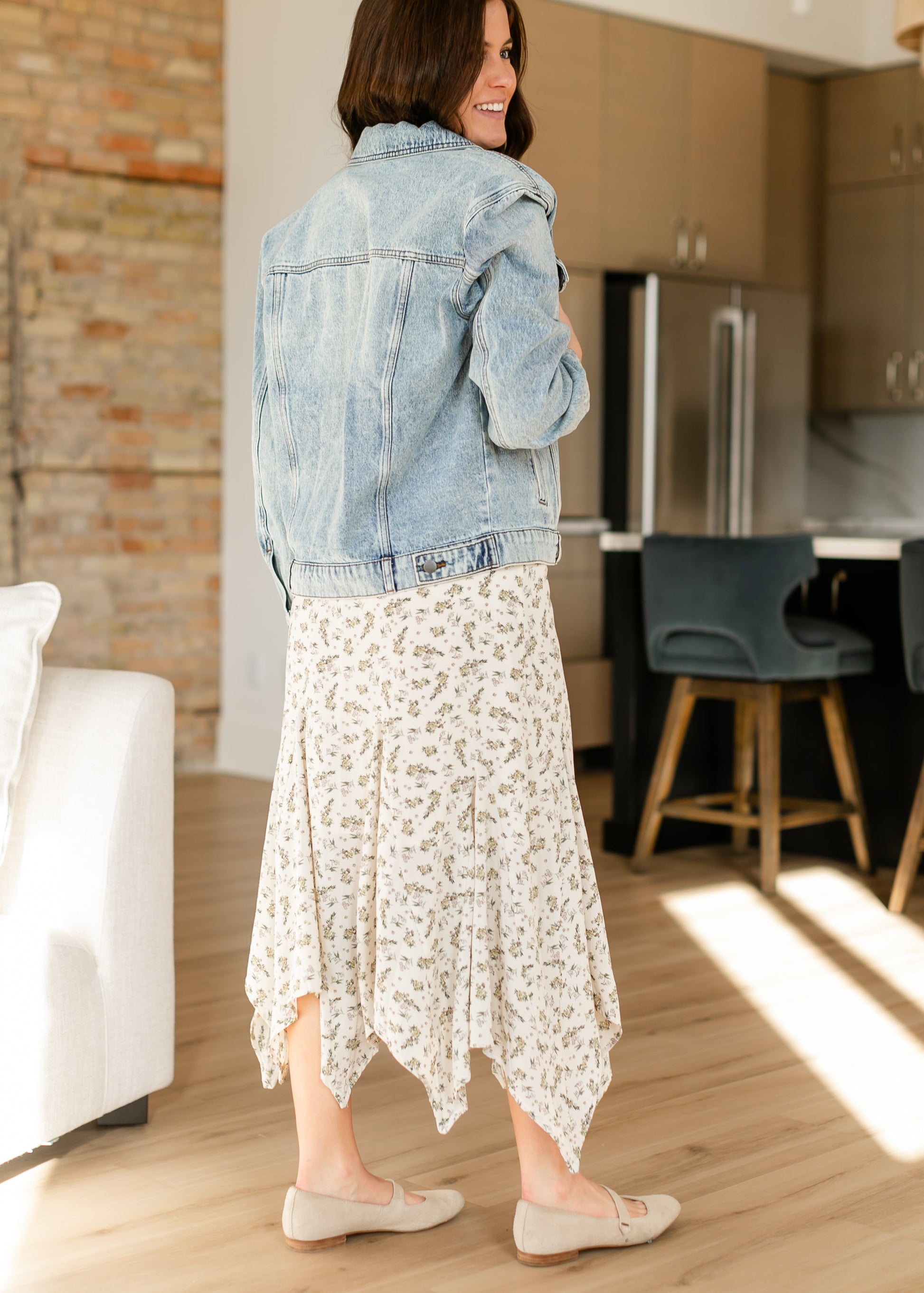 Floral Print Handkerchief Midi Skirt - FINAL SALE FF Skirts