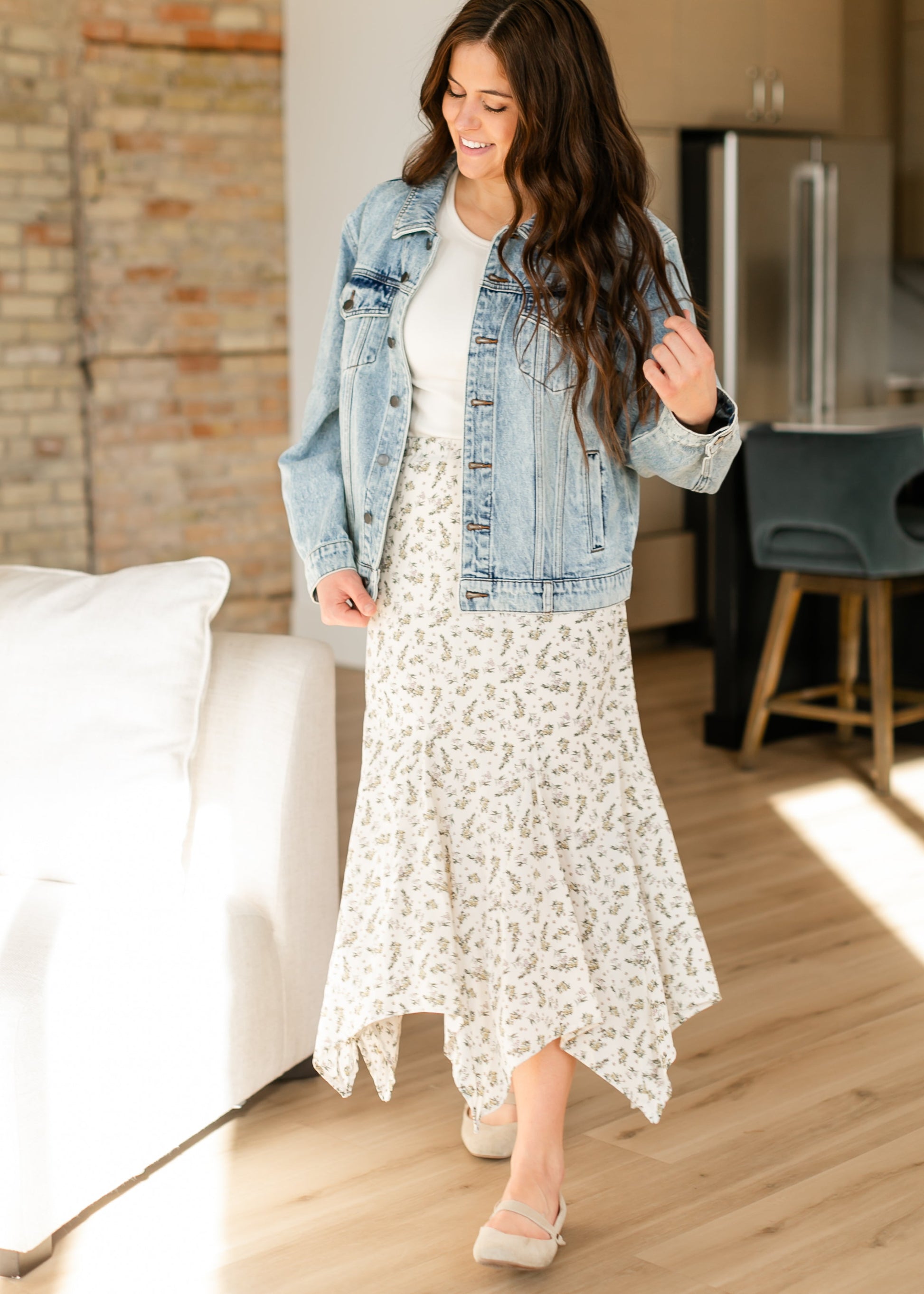 Floral Print Handkerchief Midi Skirt - FINAL SALE FF Skirts