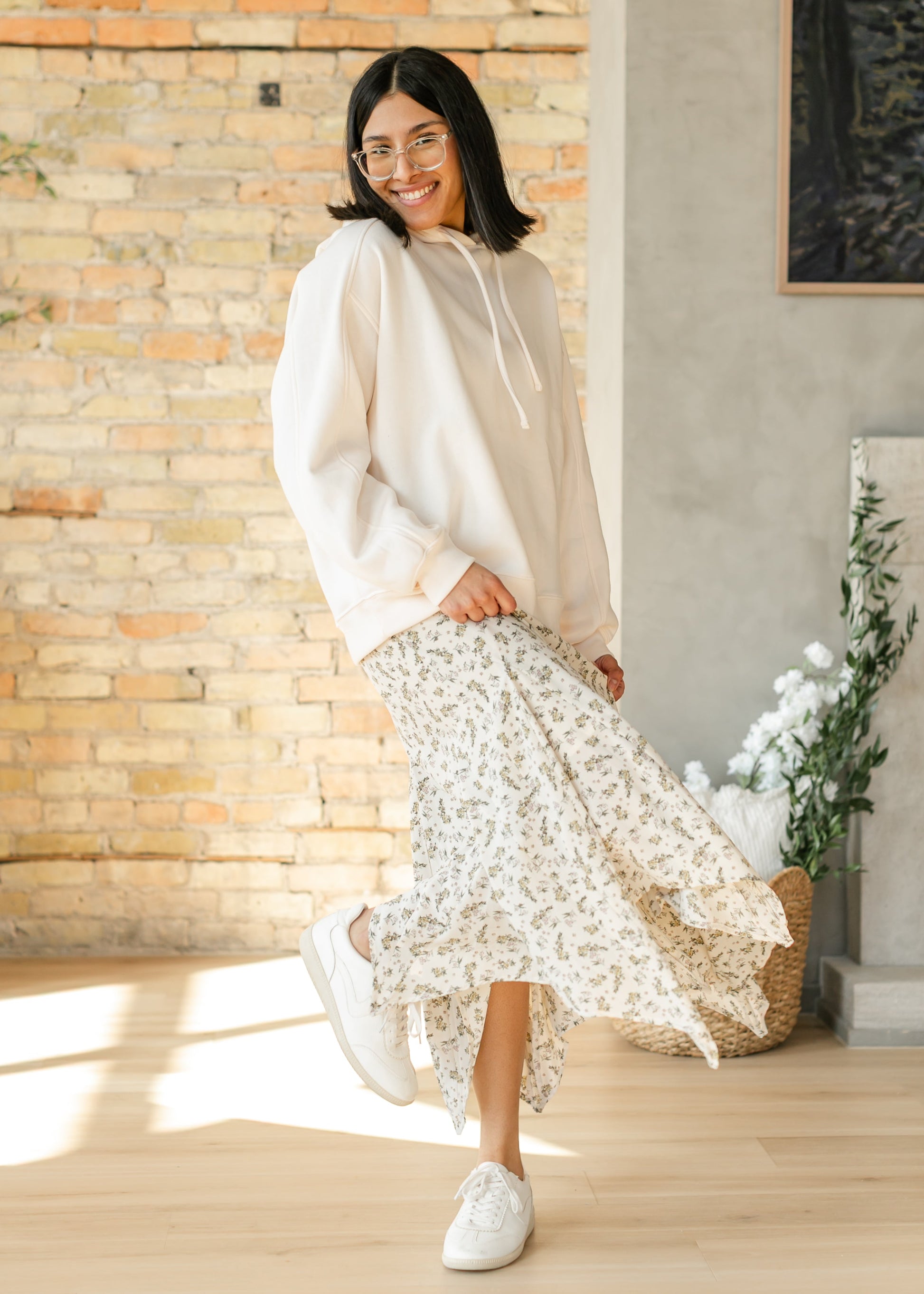 Floral Print Handkerchief Midi Skirt - FINAL SALE FF Skirts