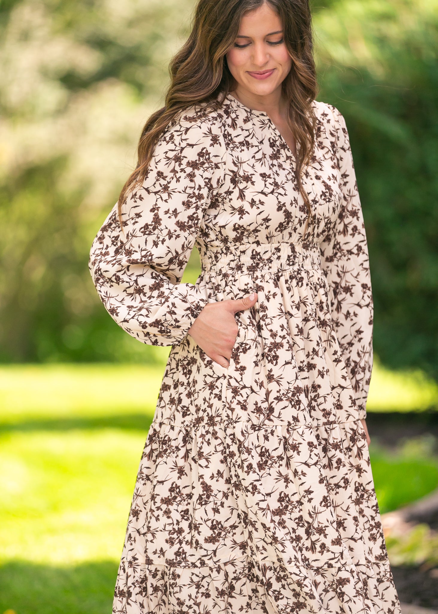 long sleeve floral maxi dress plus size Floral Print Long Sleeve Maxi Dress