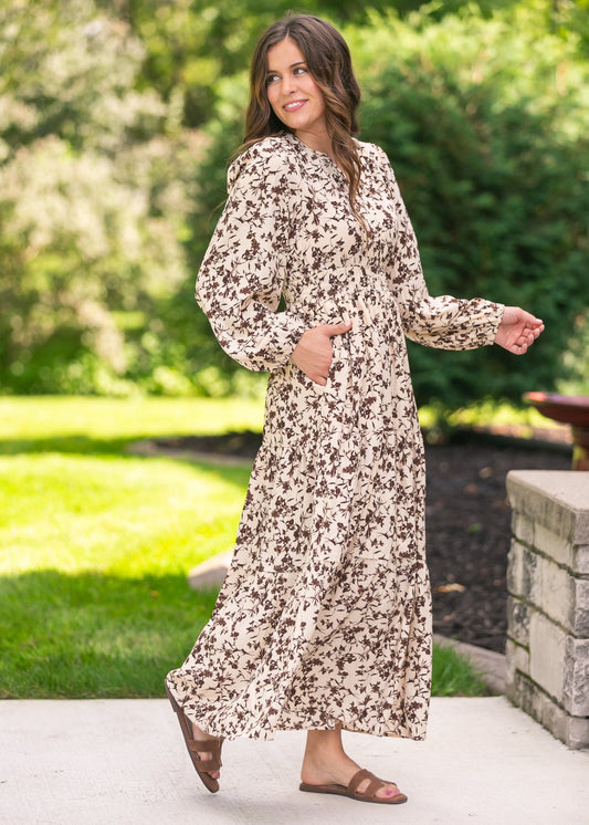 Floral Print Long Sleeve Maxi Dress FF Dresses