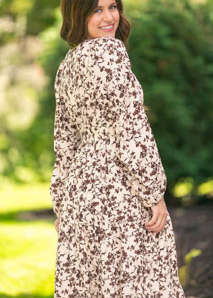 Floral Print Long Sleeve Maxi Dress FF Dresses