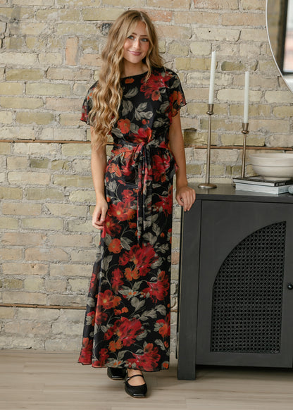 Floral Print Mesh A-line Midi Skirt FF Skirts
