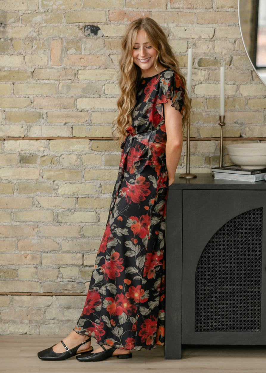 Floral Print Mesh A-line Midi Skirt FF Skirts S