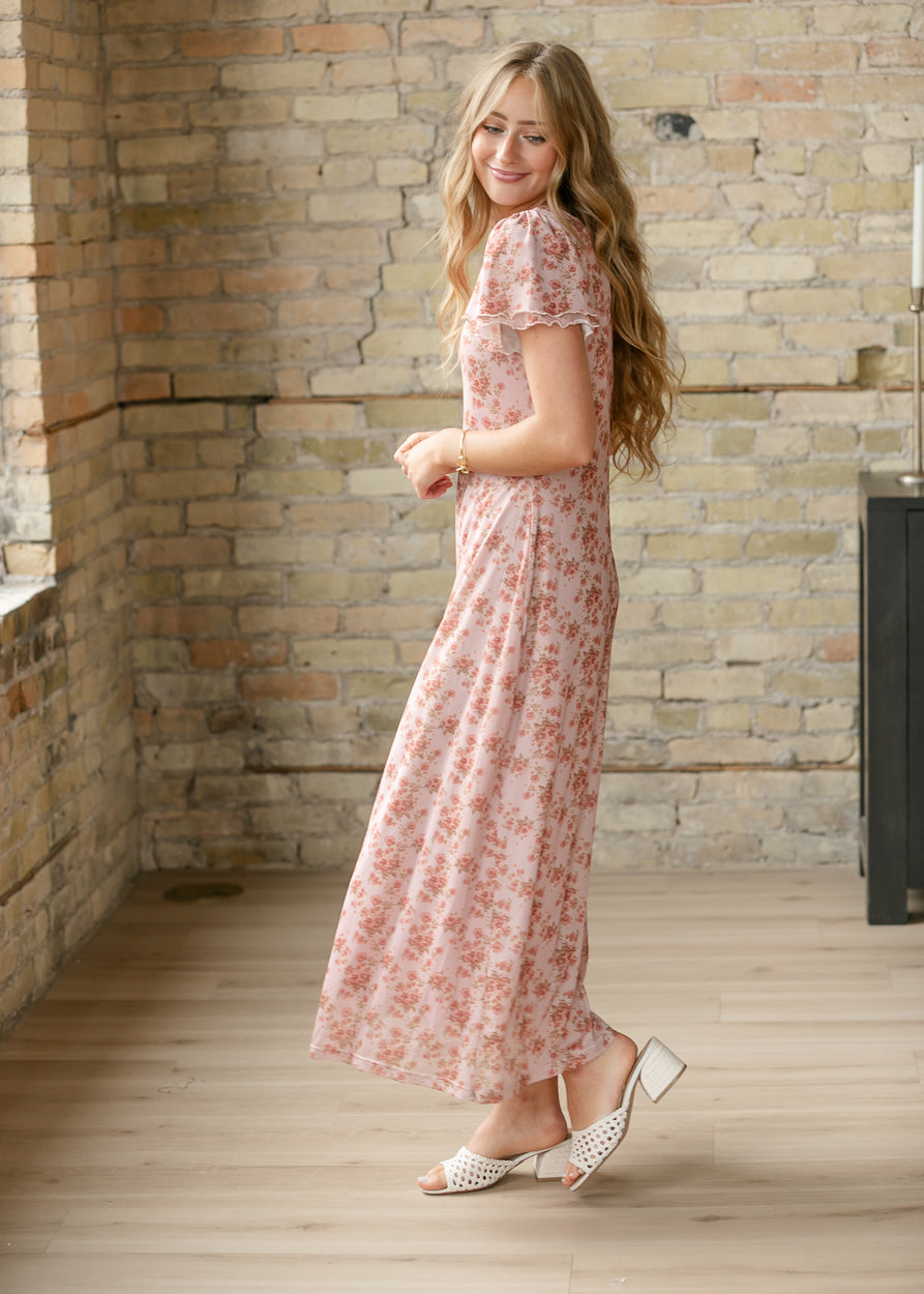Floral Print Mesh Super Soft Midi Dress FF Dresses