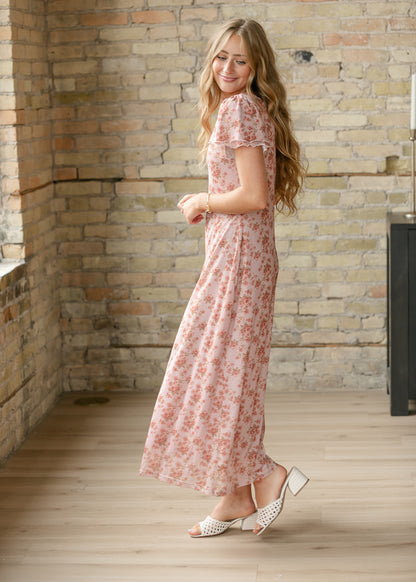 Floral Print Mesh Super Soft Midi Dress FF Dresses