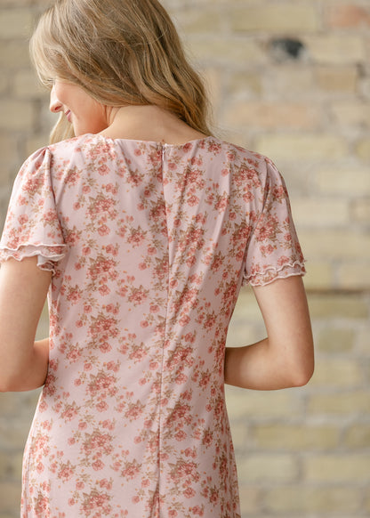 Floral Print Mesh Super Soft Midi Dress FF Dresses