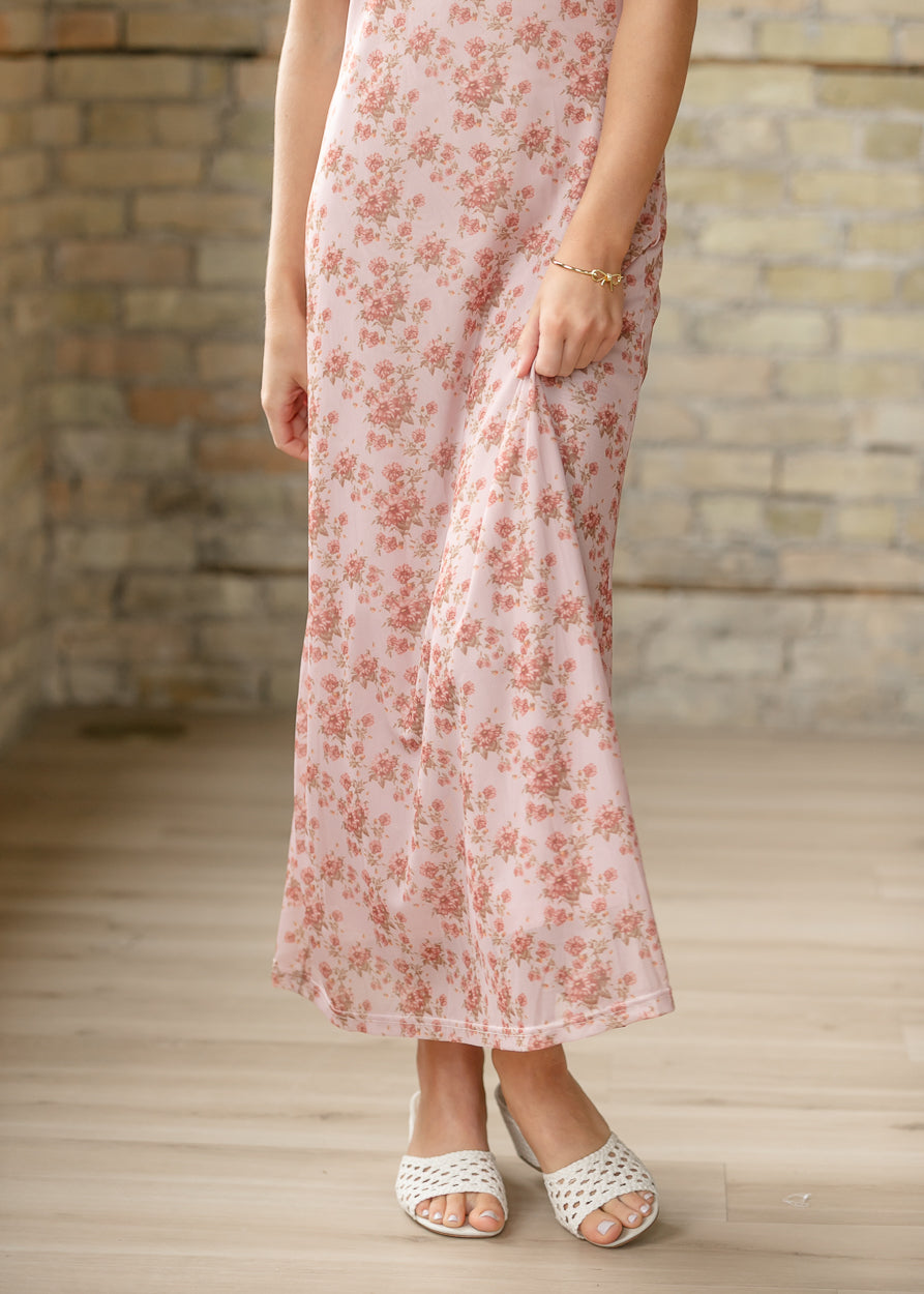 Floral Print Mesh Super Soft Midi Dress FF Dresses