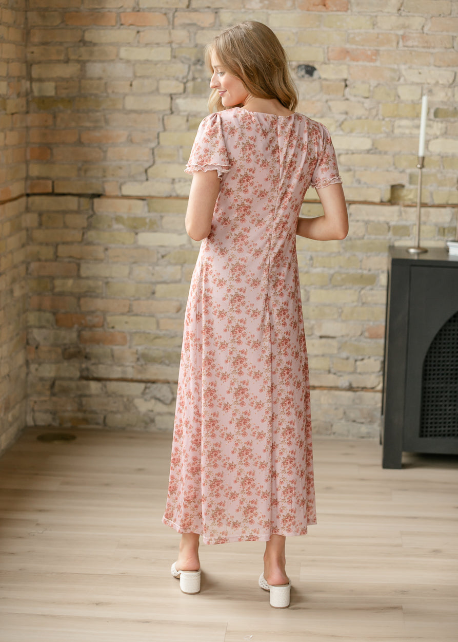 Floral Print Mesh Super Soft Midi Dress FF Dresses