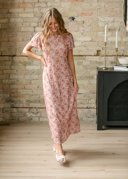 Floral Print Mesh Super Soft Midi Dress FF Dresses S