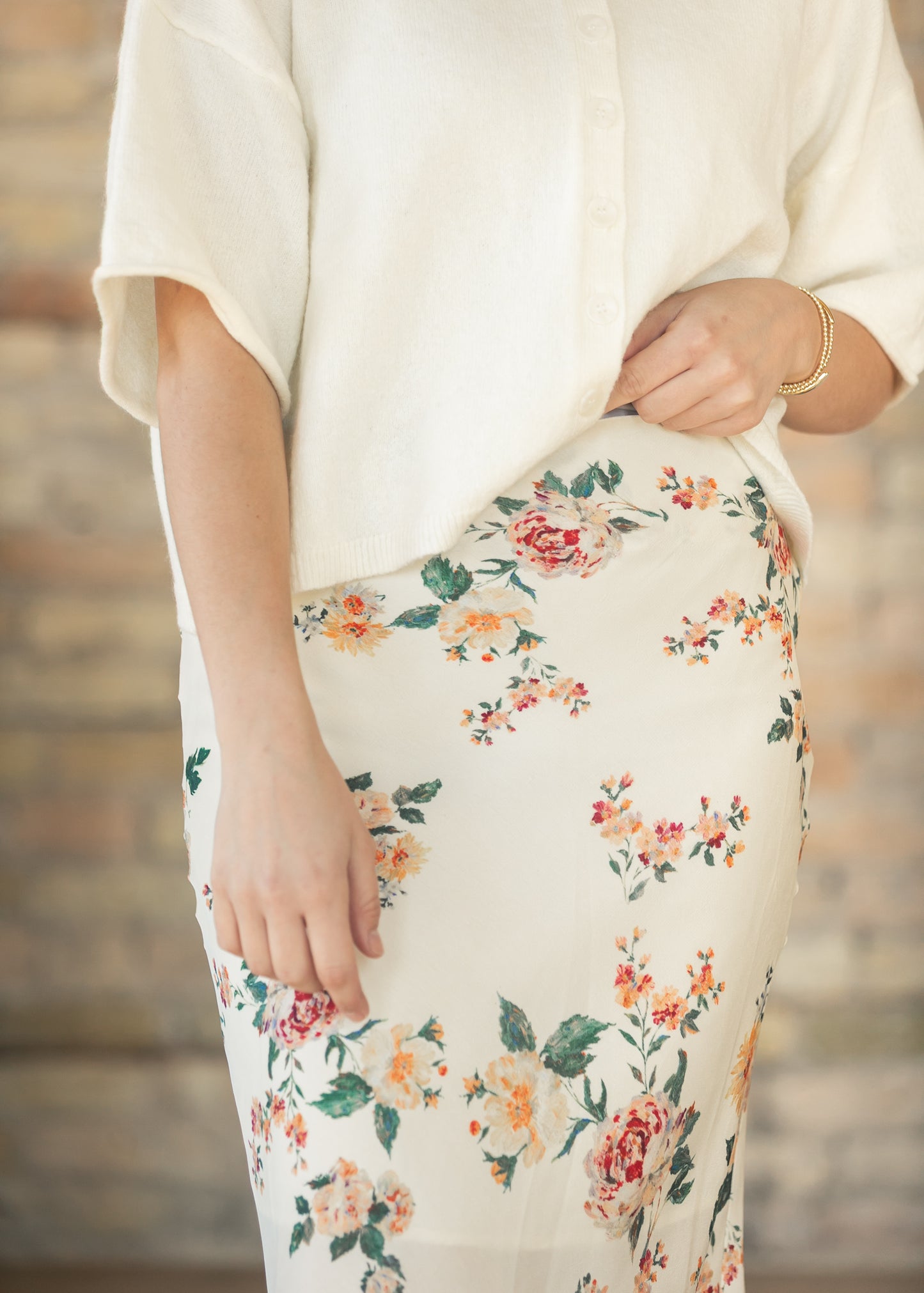 Floral Print Satin Maxi Skirt FF Skirts