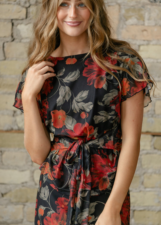 Floral Print Short Sleeve Top FF Tops S