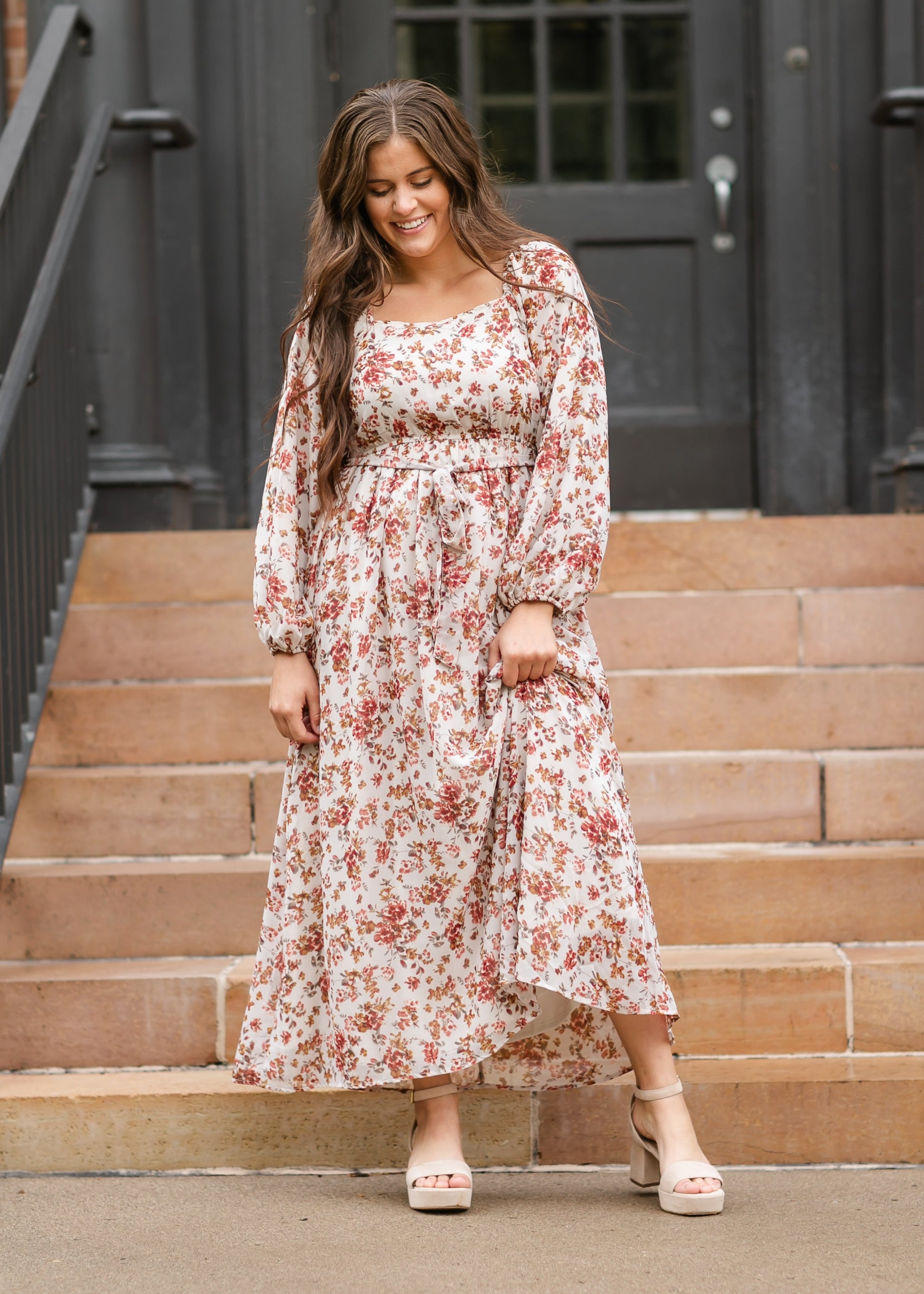 Floral Print Square Neck Maxi Dress Floral Print Square Neck Maxi Dress