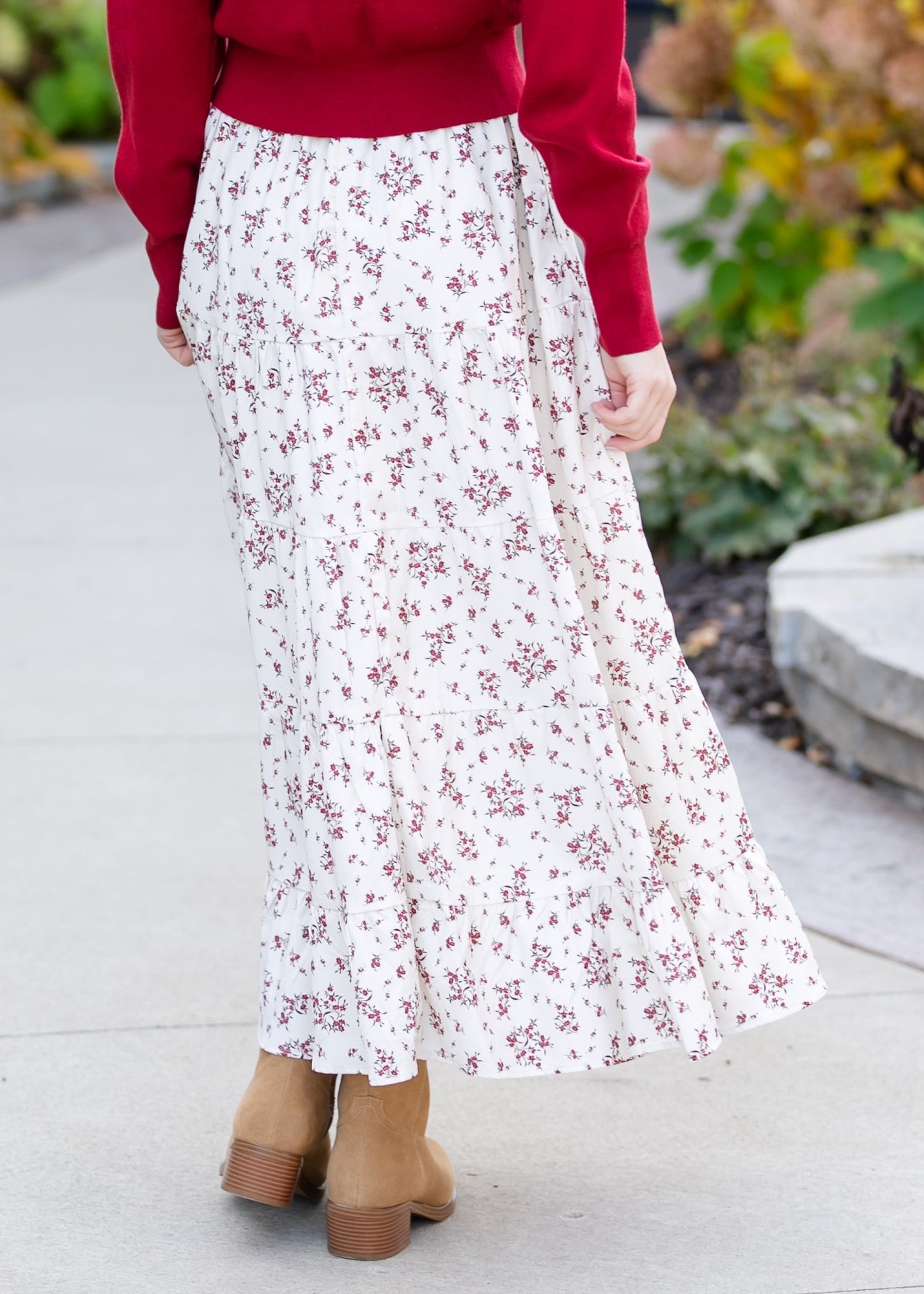 Floral Print Tiered Maxi Skirt FF Skirts