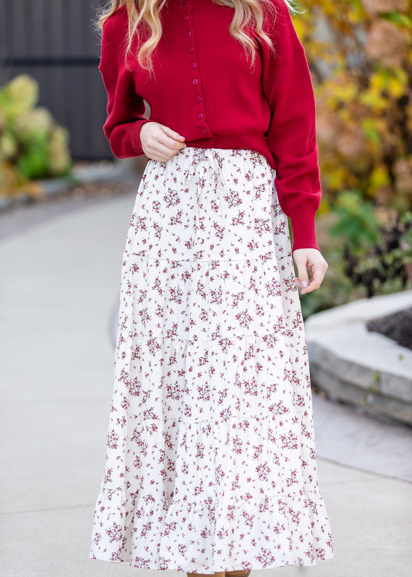 Floral Print Tiered Maxi Skirt FF Skirts