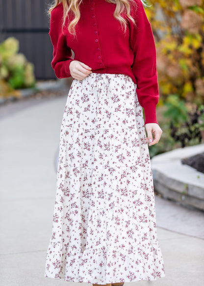 Floral Print Tiered Maxi Skirt FF Skirts