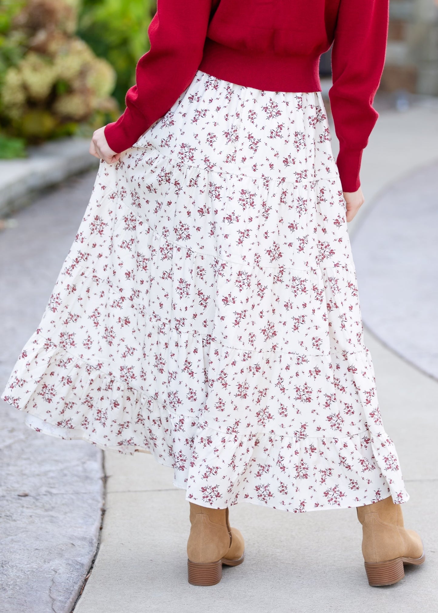 Floral Print Tiered Maxi Skirt FF Skirts