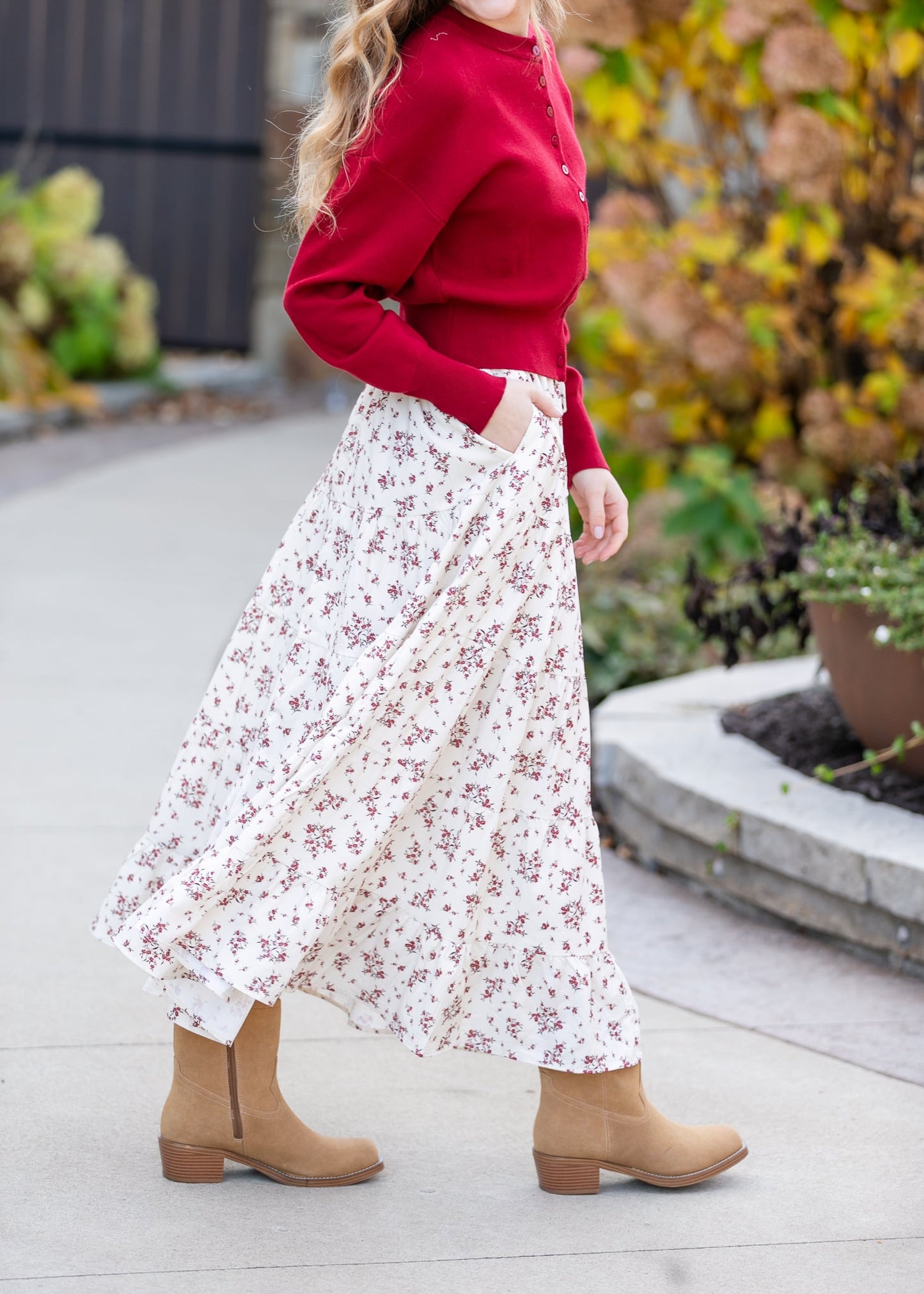Floral Print Tiered Maxi Skirt FF Skirts