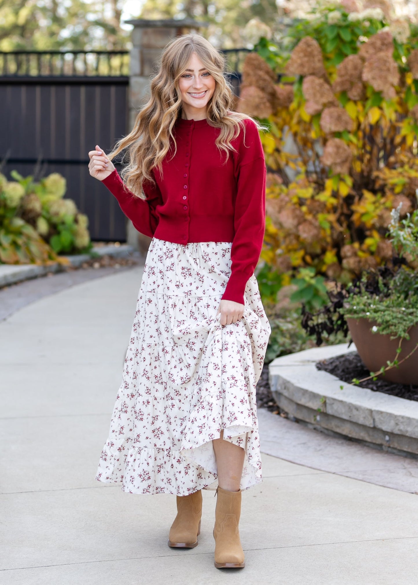Floral Print Tiered Maxi Skirt FF Skirts