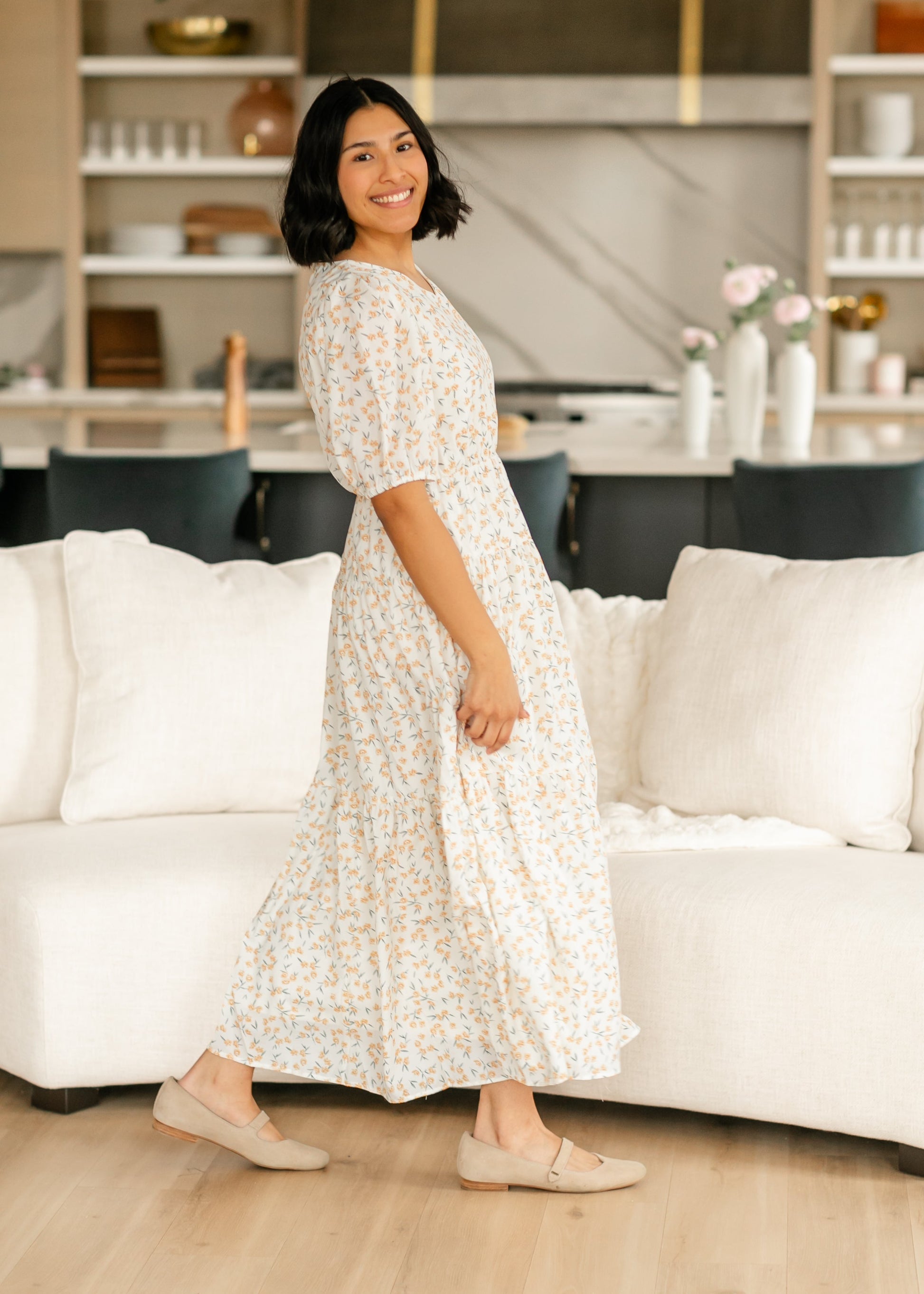 Floral Print Tiered V-neck Maxi Dress FF Dresses