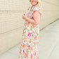 Floral Print White Midi Dress Dresses