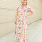 Floral Print White Midi Dress Dresses