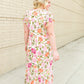 Floral Print White Midi Dress Dresses