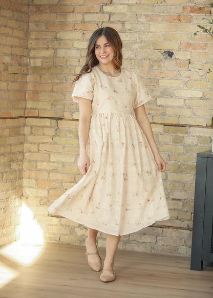 Floral Printed Embroidered Maxi Dress FF Dresses