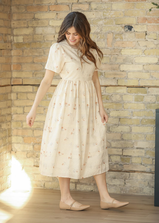 Floral Printed Embroidered Maxi Dress FF Dresses