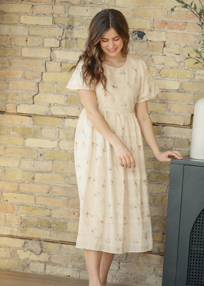 Floral Printed Embroidered Maxi Dress FF Dresses