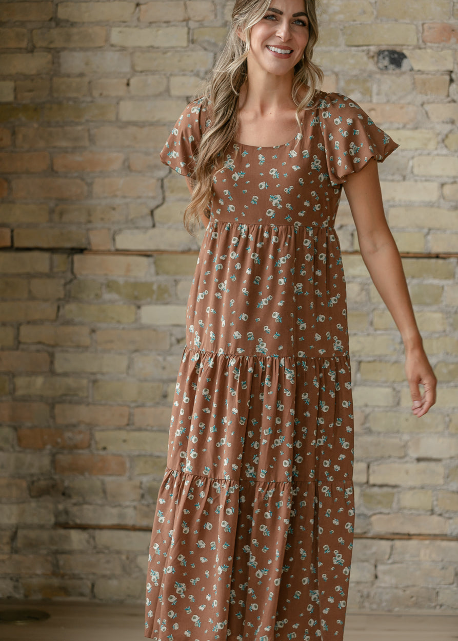 Floral Puff Sleeve Midi Dress FF Dresses