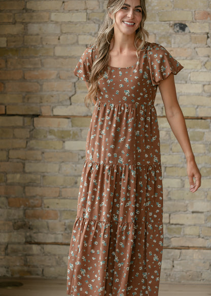 Floral Puff Sleeve Midi Dress FF Dresses