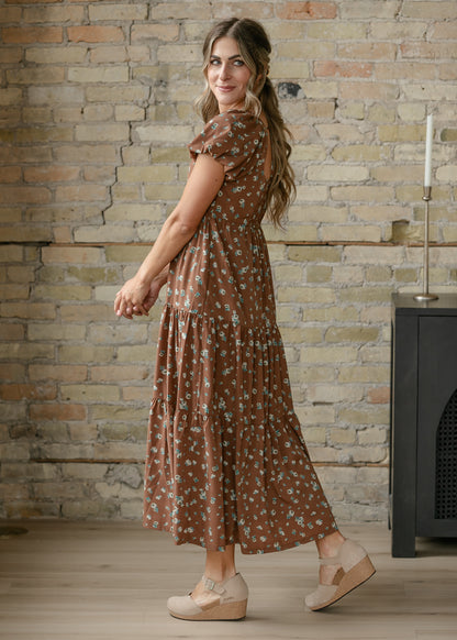 Floral Puff Sleeve Midi Dress FF Dresses