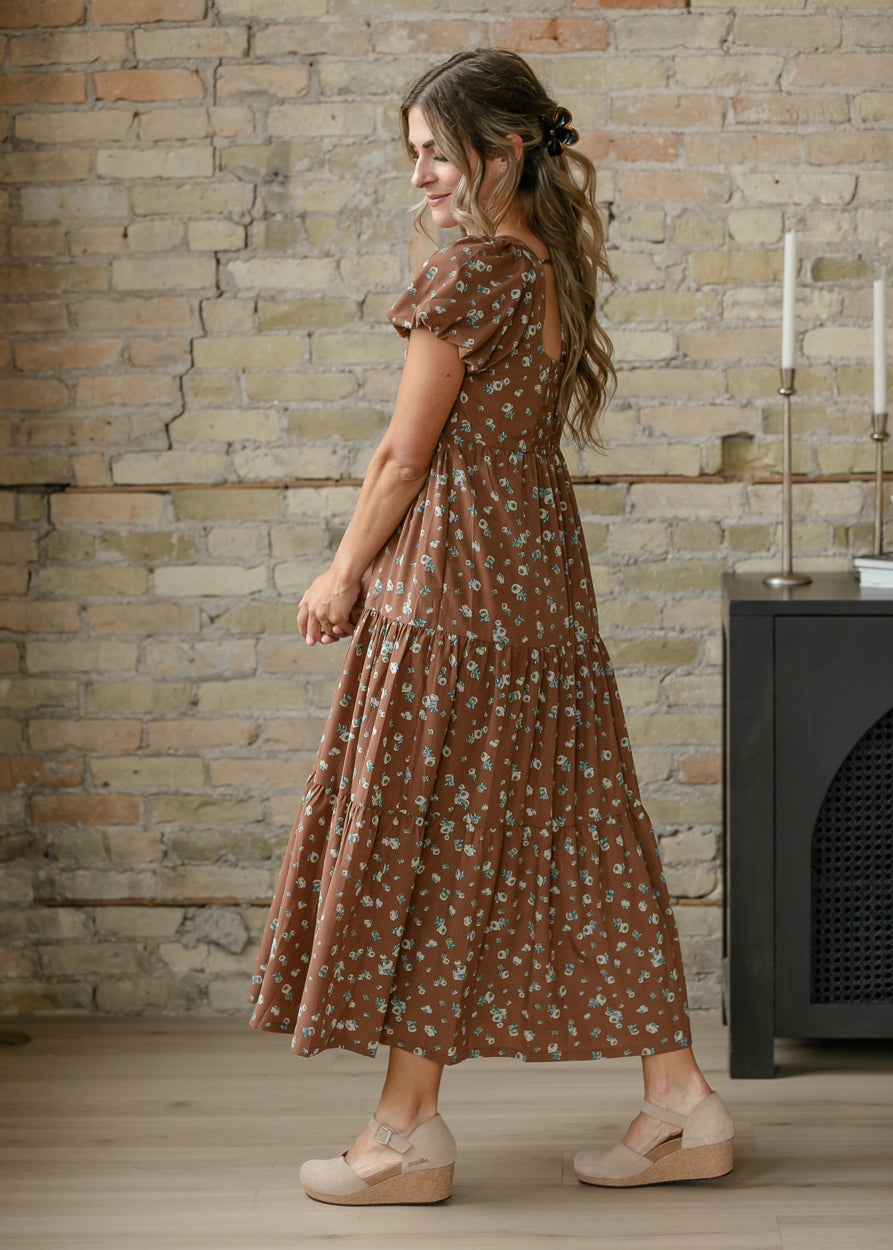 Floral Puff Sleeve Midi Dress FF Dresses