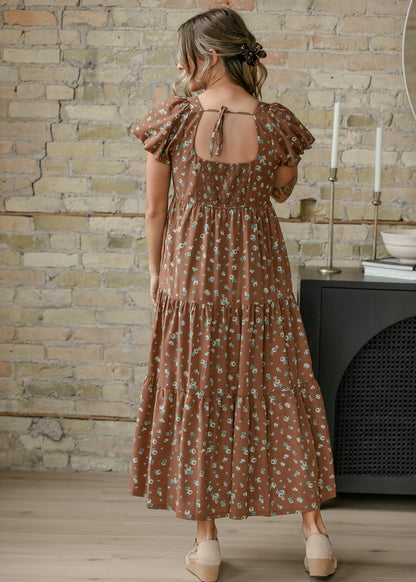 Floral Puff Sleeve Midi Dress FF Dresses