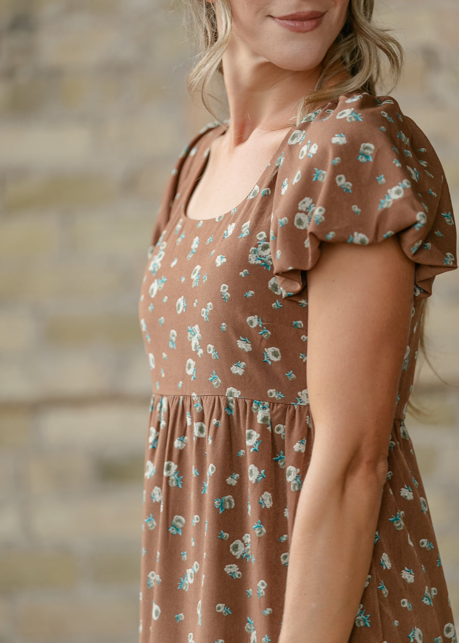 Floral Puff Sleeve Midi Dress FF Dresses