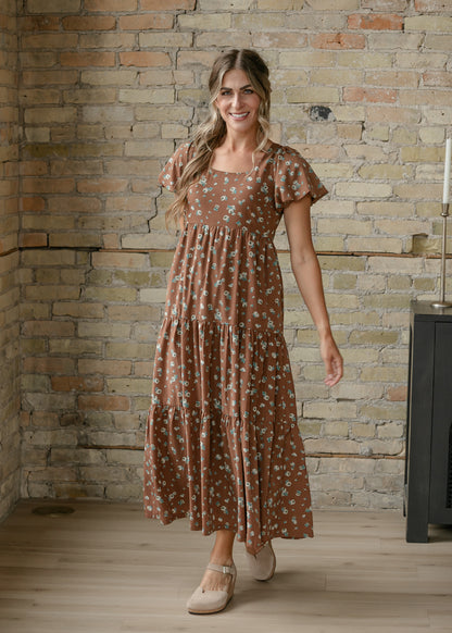 Floral Puff Sleeve Midi Dress FF Dresses M