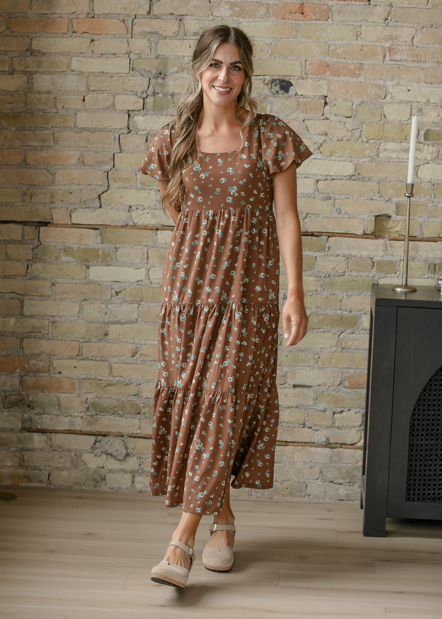 Floral Puff Sleeve Midi Dress FF Dresses S