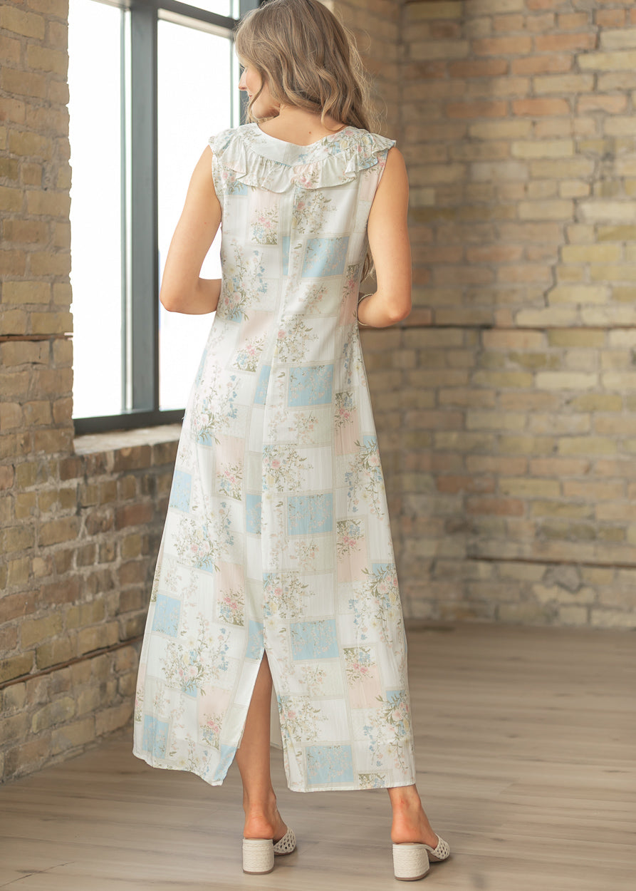 Floral Ruffle Neck Maxi Dress FF Dresses
