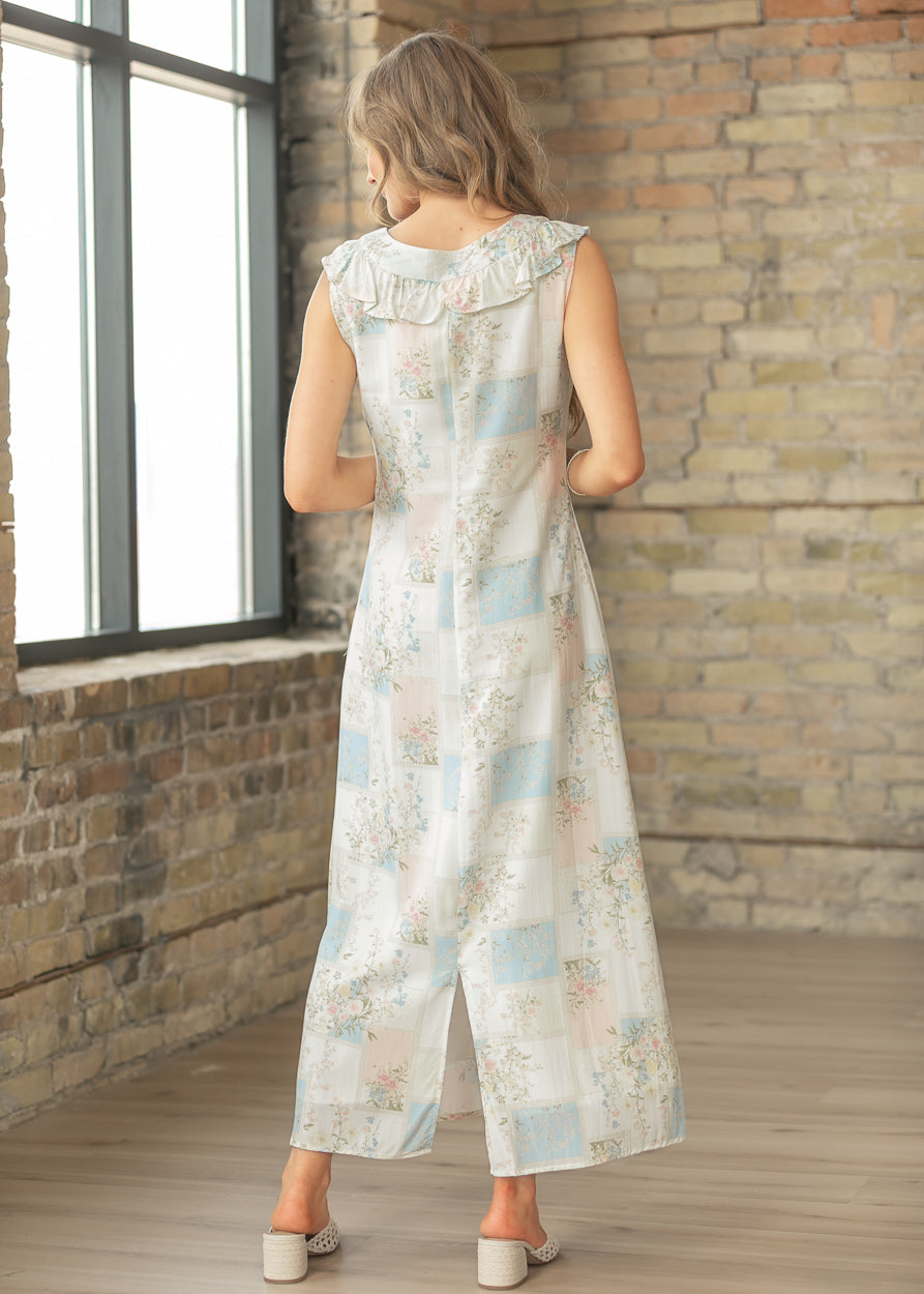 Floral Ruffle Neck Maxi Dress FF Dresses