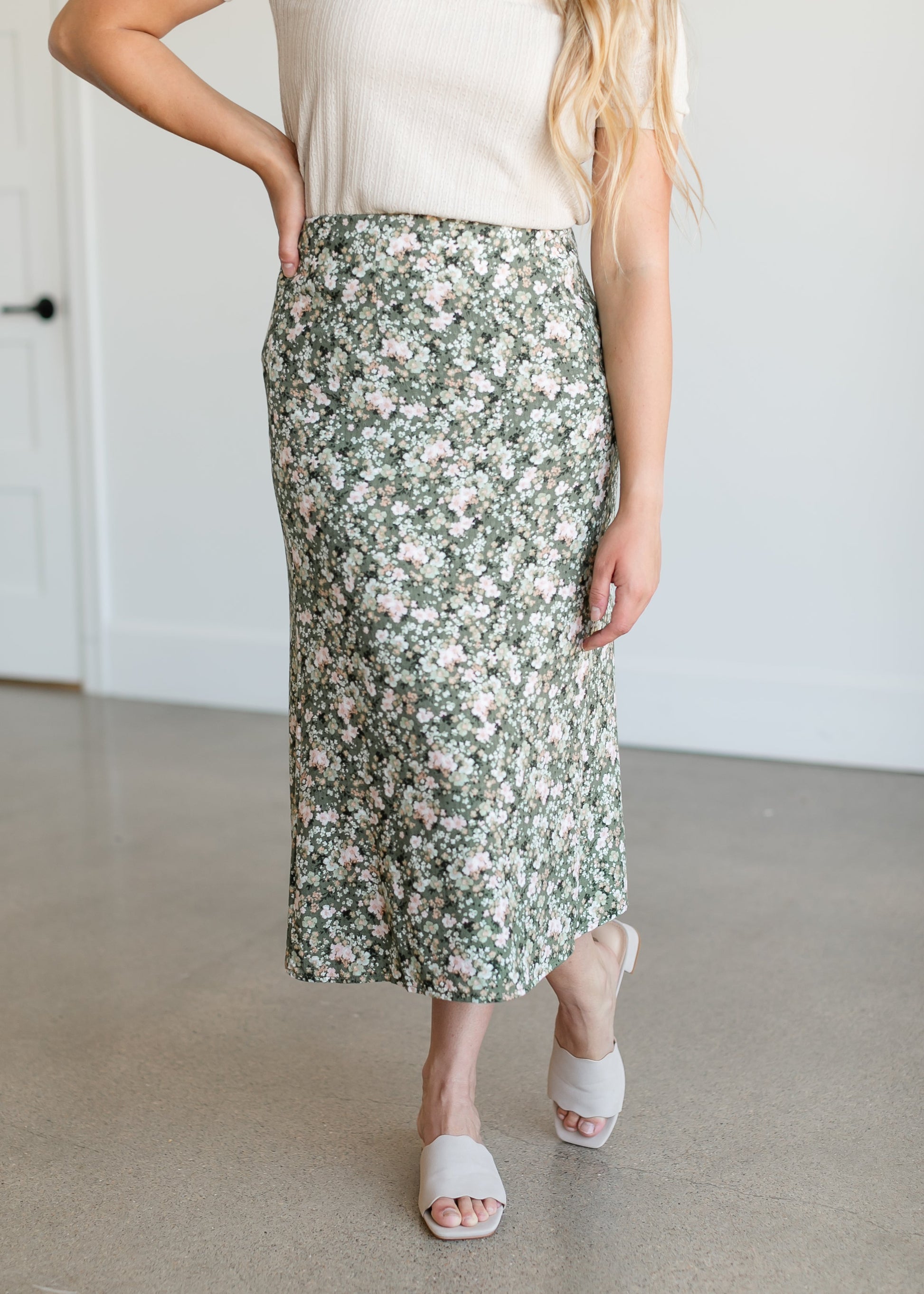 Floral Side Zip Midi Skirt FF Skirts