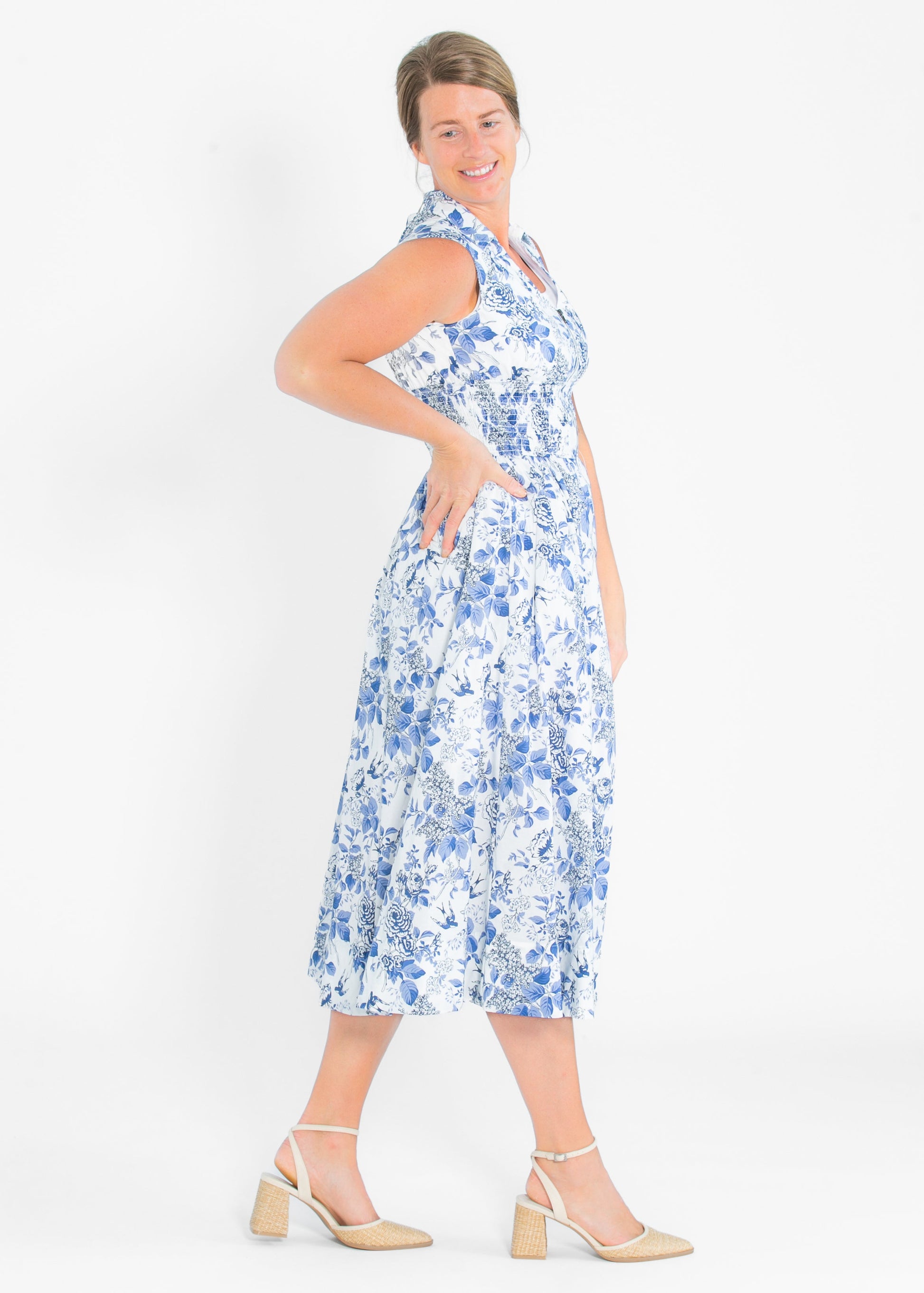 Floral Smocked Half Zip A-line Dress FF Dresses