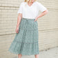 Floral Smocked Waist Midi Skirt Skirts