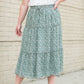 Floral Smocked Waist Midi Skirt Skirts